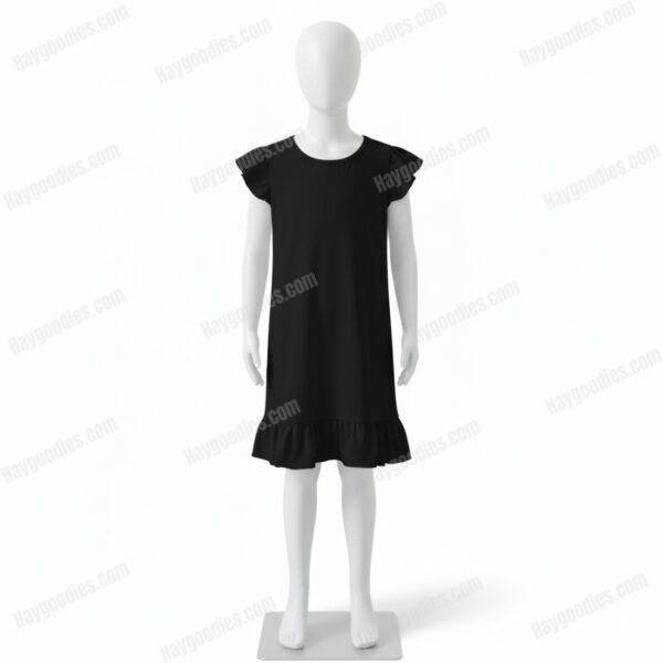 Customizable Girls Flutter Sleeve Dress - Pink or Black