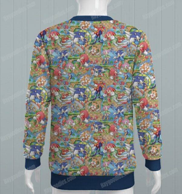 kidssweater-sonicpattern Sonic and Friends Kids Sweatshirt – Comfortable Loose Fit – Toddler and Kids Sizes