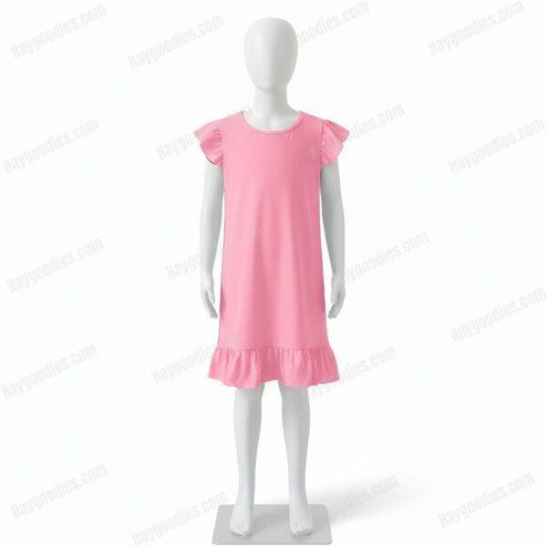 Customizable Girls Flutter Sleeve Dress - Pink or Black