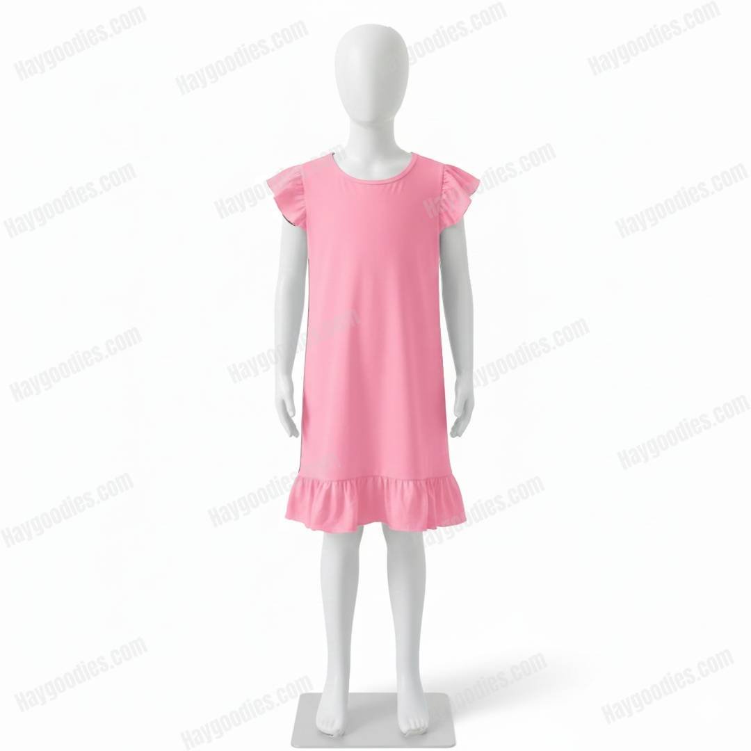 Customizable Girls Flutter Sleeve Dress - Pink or Black