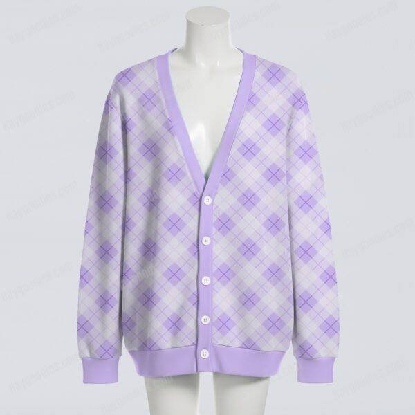 cardigan-front-purpleging Argyle Diamond Check Oversized Unisex Cardigan Sweater S–7XL Various Colors