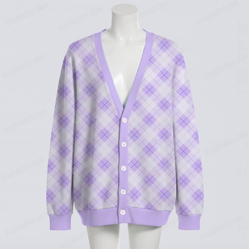 Argyle Diamond Check Oversized Unisex Cardigan Sweater S–7XL Various Colors
