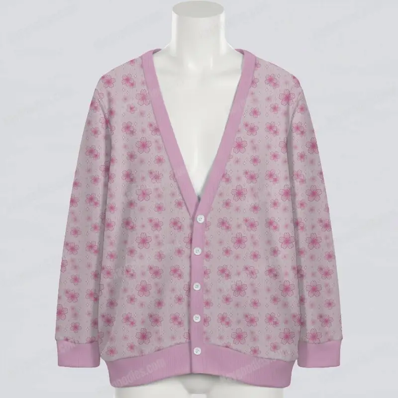 Pink Sakura Cherry Blossoms Pattern Oversized Unisex Cardigan S–7XL