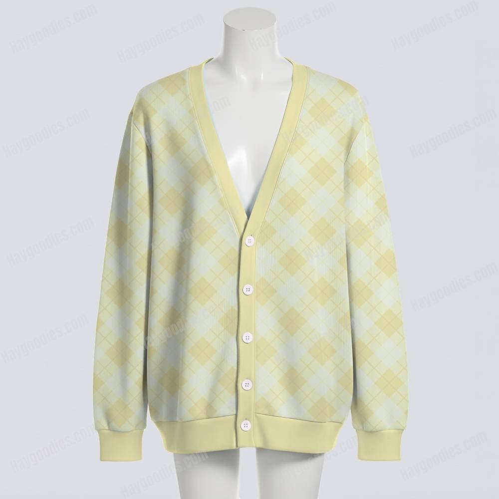 cardigan-front-yellowging Argyle Diamond Check Oversized Unisex Cardigan Sweater S–7XL Various Colors
