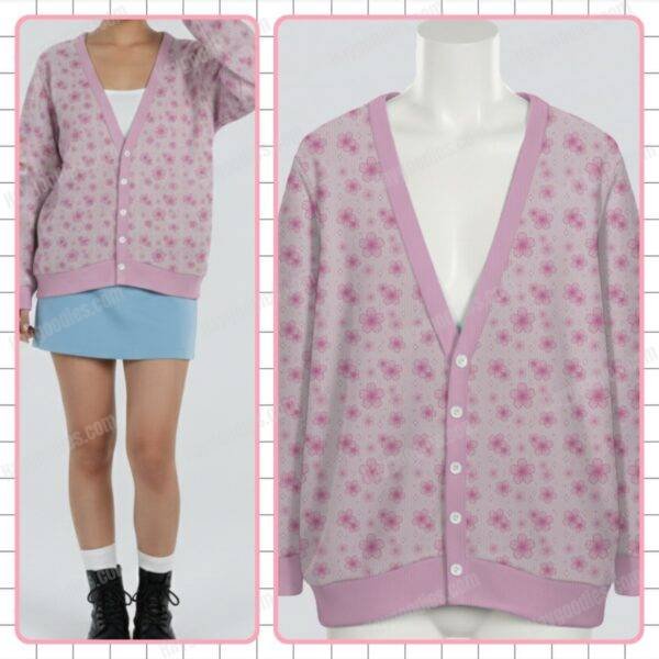 Pink Sakura Cherry Blossoms Pattern Oversized Unisex Cardigan S–7XL