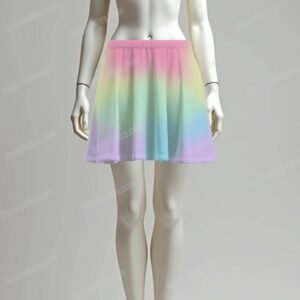Pastel Gradient Colours Short Skirt With Pockets-UK 8 to 26