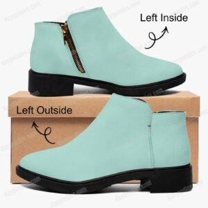 Custom Coloured Pastel Mint Green Suede Zipper Ankle Boots