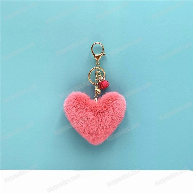 Plush Fur Heart Shaped Keychain – Various Colours