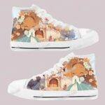 princess kids shoes kawaii castle illustration high top canvas sneakers white sole