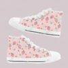 Cute Pink Strawberry and Daisies Kids High Top Canvas Shoes