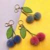 Cute Fruit Cherry Fur Ball Keychain