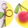 Cute Fruit Cherry Fur Ball Keychain