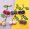Cute Fruit Cherry Fur Ball Keychain