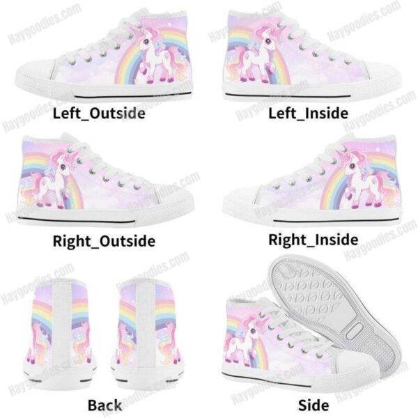 cute unicorn kids high top canvas shoes EVA padded insoles lace-up closure