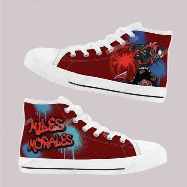 Miles Morales Spider-Man Kids High Top Canvas Shoes-Red