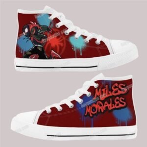 Miles Morales Spider-Man Kids High Top Canvas Shoes-Red