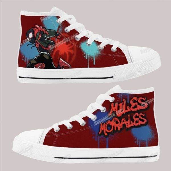 Miles Morales Spider-Man Kids High Top Canvas Shoes-Red