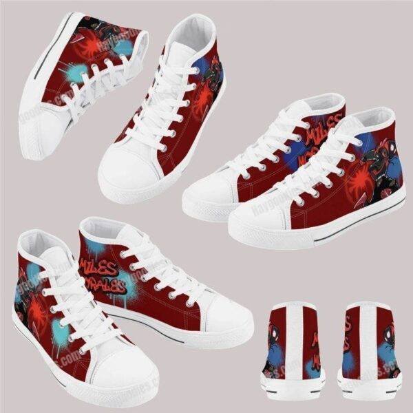 Miles Morales Spider-Man Kids High Top Canvas Shoes-Red
