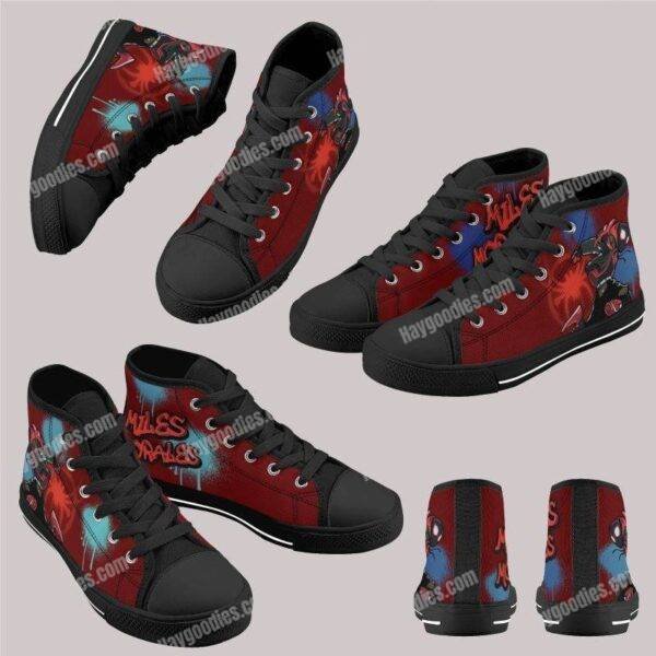 Miles Morales Spider-Man Kids High Top Canvas Shoes-Red
