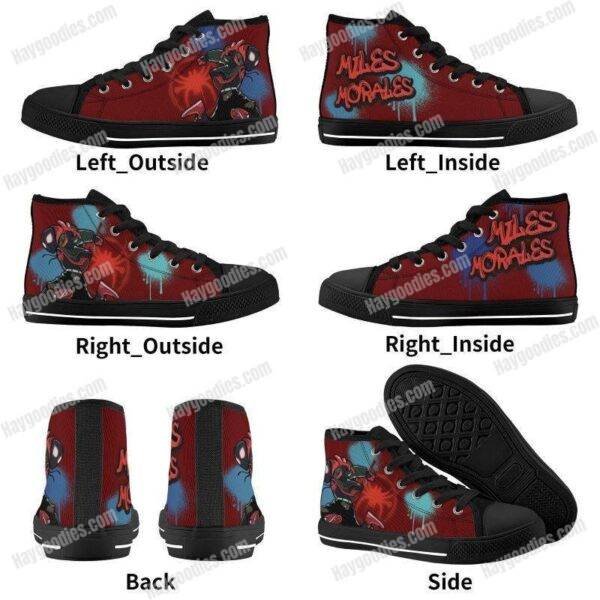 Miles Morales Spider-Man Kids High Top Canvas Shoes-Red
