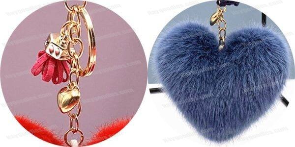 18779016136-867178376.jpg Plush Fur Heart Shaped Keychain – Various Colours