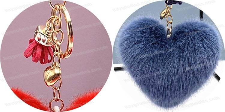Plush Fur Heart Shaped Keychain – Various Colours