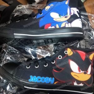 Customisable Kids High-Top Canvas Shoes – Black | EU 28–34 (UK 10–2)