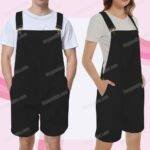 overall shorts coloured unisex bib shorts adjustable straps XS to 4XL