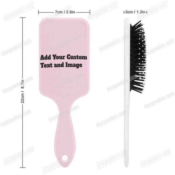 personalized hairbrush custom cushion paddle brush nylon bristles 22x7cm