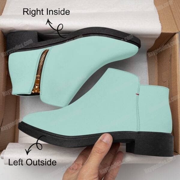 24fe180a87fa4cbe8cb169864e613117.jpg Custom Coloured Pastel Mint Green Suede Zipper Ankle Boots
