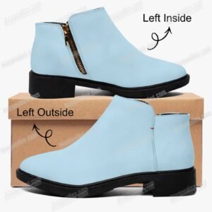 Custom Coloured Pastel Blue Suede Zipper Ankle Boots