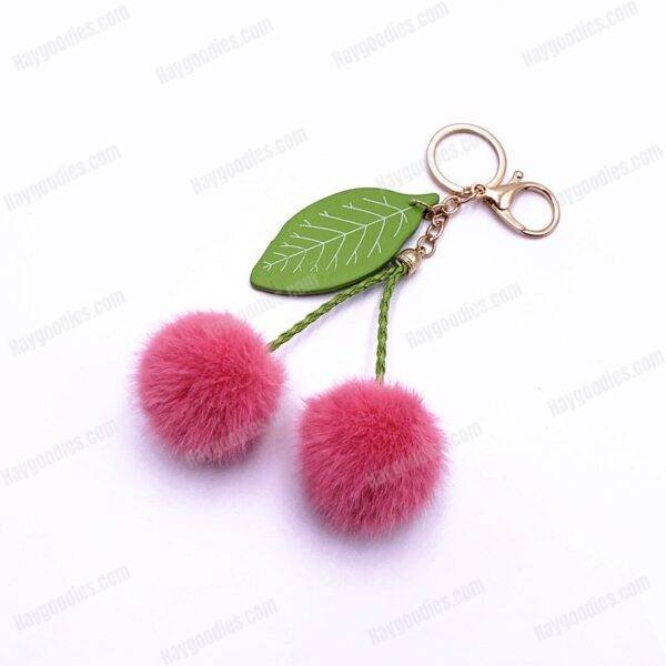 Cute Fruit Cherry Fur Ball Keychain