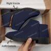 Custom Coloured Ink Blue Suede Zipper Ankle Boots