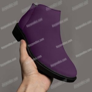 Custom Colour Deep Purple Suede Zipper Ankle Boots