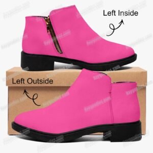 Custom Colour Hot Pink Suede Zipper Ankle Boots