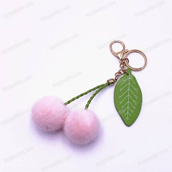 Cute Fruit Cherry Fur Ball Keychain