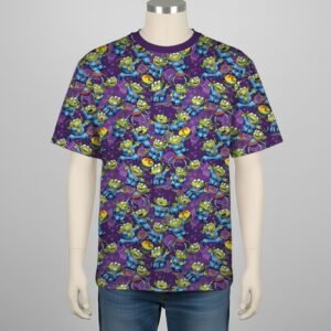 Toy Story Aliens t-shirt all-over pattern purple background unisex