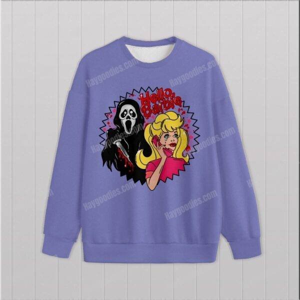 Barbie and Ghostface sweatshirt-amethyst-2.jpg Hello Barbie Unisex Sweatshirt-XS to 6XL-Various Colours