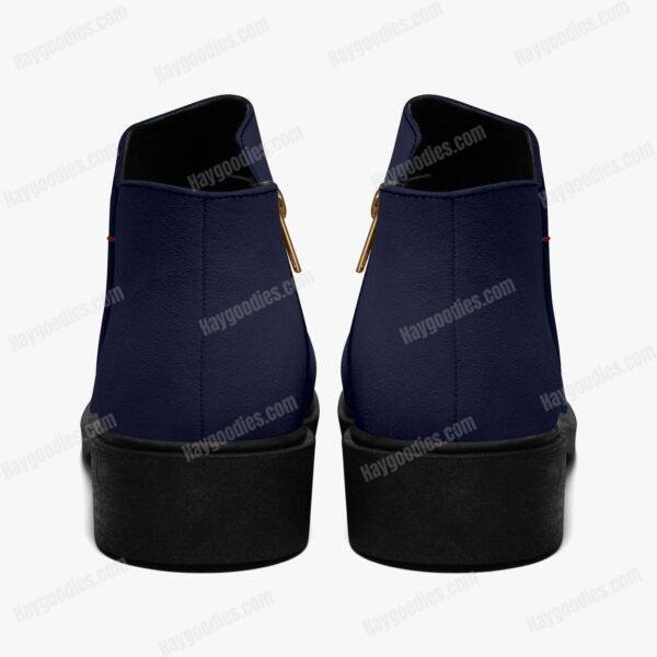Custom Coloured Ink Blue Suede Zipper Ankle Boots