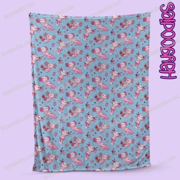 Cute Axolotls Fleece Blanket-Various Sizes and Designs