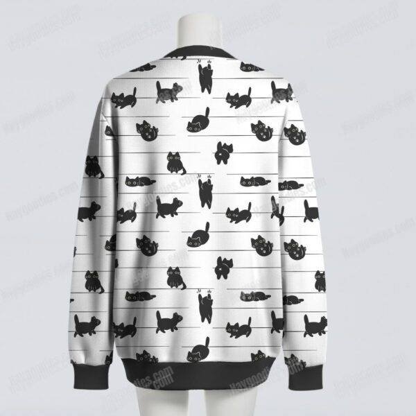 Cute Black Cats Pattern Knit Cardigan S–7XL