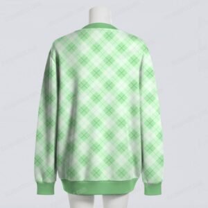Pastel Green Argyle Diamond Pattern Knit Unisex Cardigan S–7XL