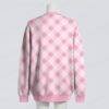 cardigan-back-pinkging.jpg Pastel Pink Argyle Diamond Pattern Knit Unisex Cardigan S–7XL