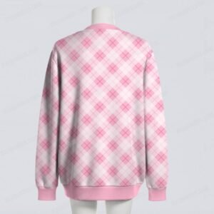 Pastel Pink Argyle Diamond Pattern Knit Unisex Cardigan S–7XL