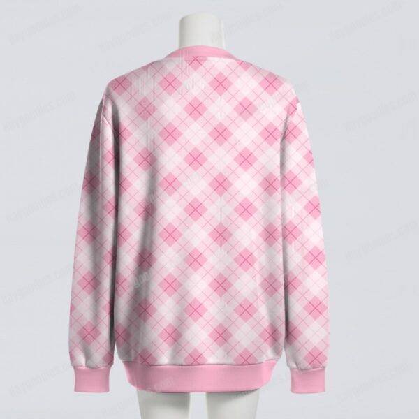 cardigan-back-pinkging.jpg Pastel Pink Argyle Diamond Pattern Knit Unisex Cardigan S–7XL