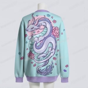 cardigan-back-purpledragon.jpg Pastel dragon cardigan green pink oversized knit sweater