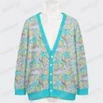 Care Bears pattern cardigan oversized knit sweater