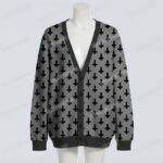 Upside down cross cardigan black grey oversized knit sweater