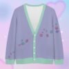 cardigan-front-dragon Pastel Dragon Cardigan – Unisex Oversized Button-Up Cardigan S–7XL – Green and Purple