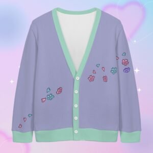 Pastel Dragon Cardigan – Unisex Oversized Button-Up Cardigan S–7XL – Green and Purple
